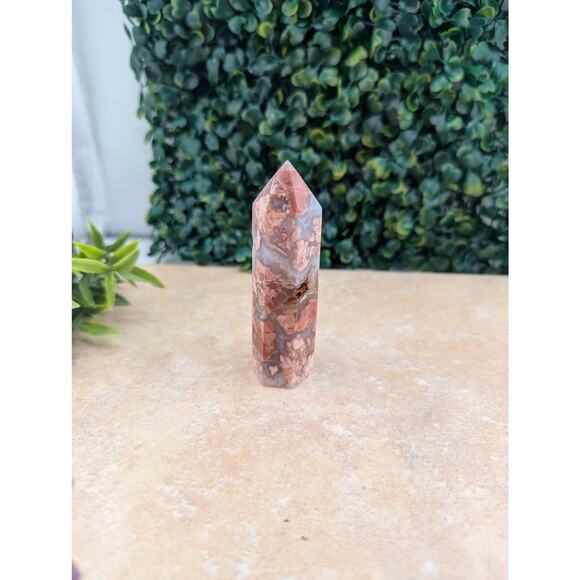 Pink Petal agate cotton candy agate tower quartz  crystal druzy girly witch - Picture 3 of 4